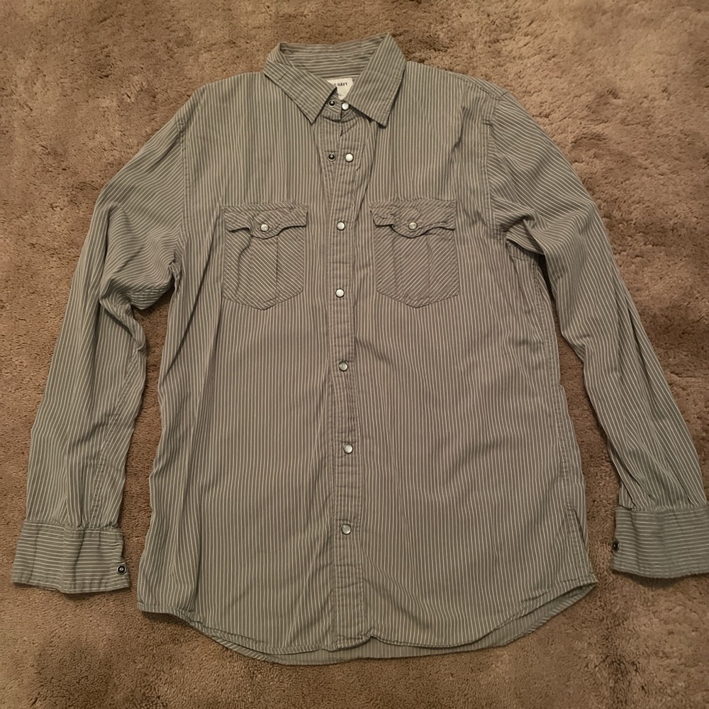 Old Navy Men's Casual Green Striped Shirt
